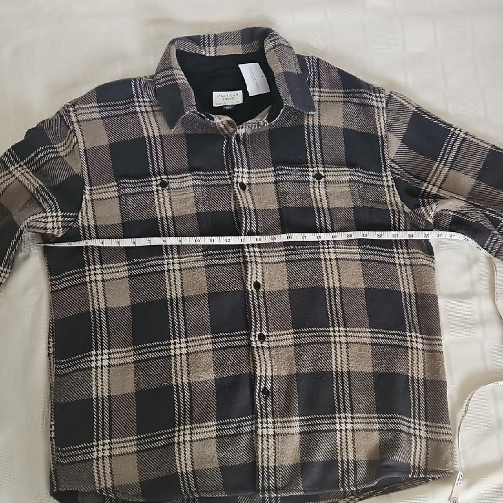 American Eagle Outfitters Black and Tan Plaid Shirt - Picture 8 of 16